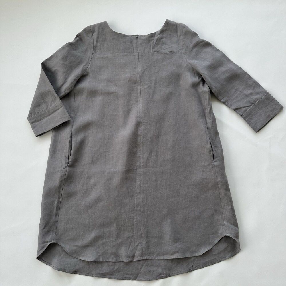 Jarbo Smokey Gray Linen Lagenlook Minimalist Dress Size 2/ Large Oversize